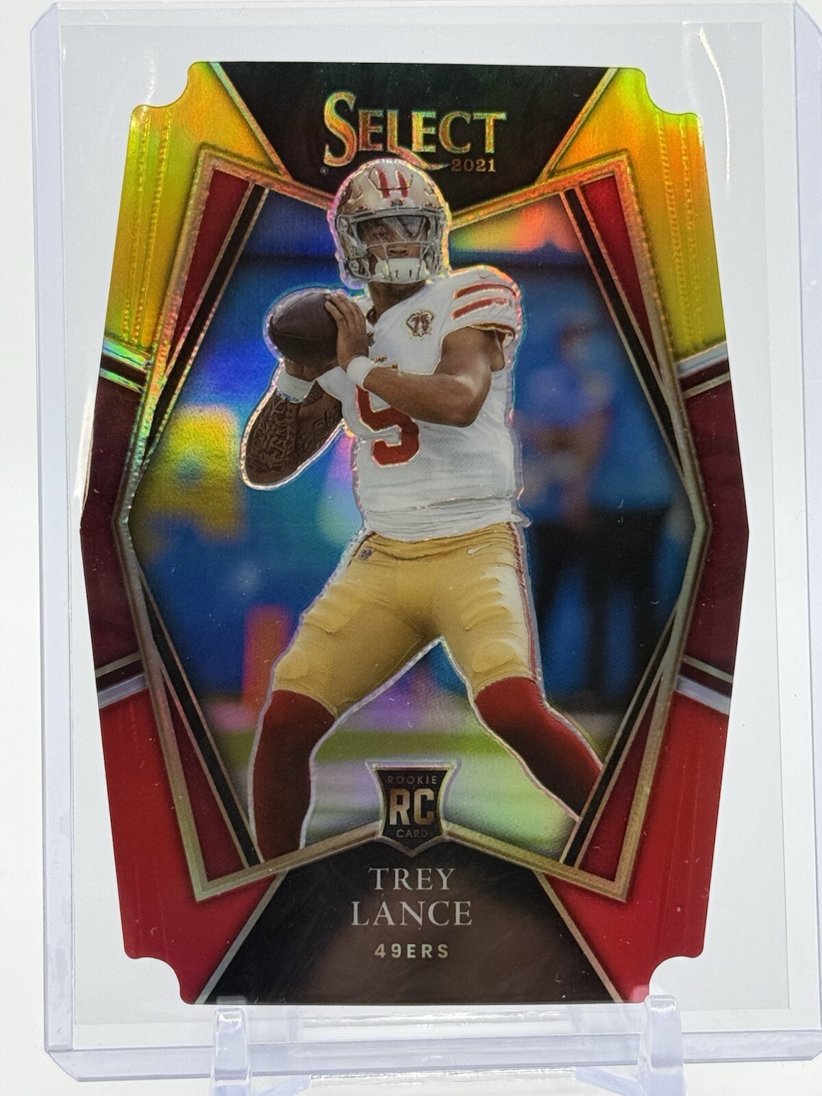 2021 Panini Select TREY LANCE #145 Premier Level RED and YELLOW PRIZM Die-Cut RC