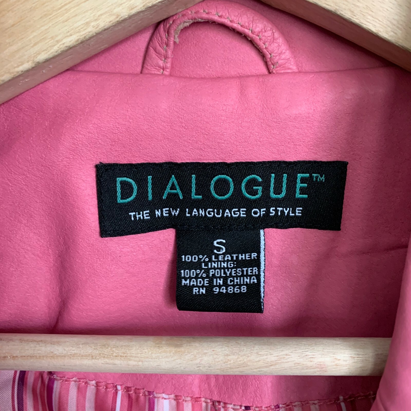 Dialogue Jacket Pink Leather Collared Buttons Poc… - image 7
