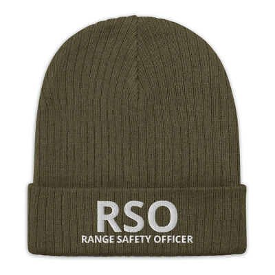 Range Safety Officer RSO Ribbed Knit Winter Beanie Hat Cap Firearm Gun