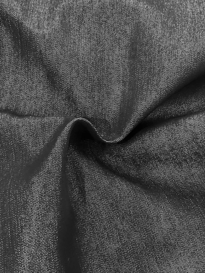 Heavy Black Twill Sewing Fabric 1.8 yds 62" Stiff Shiny Sheen Made in USA - Image 2 of 4