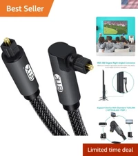 90 Degree Toslink Optical Cable - 360 Degree Plug for Seamless Audio Setup 3.3ft