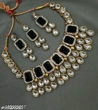 Indian Bollywood Gold Plated Mirror Kundan Choker Bridal Jewelry Jhumki Tikka