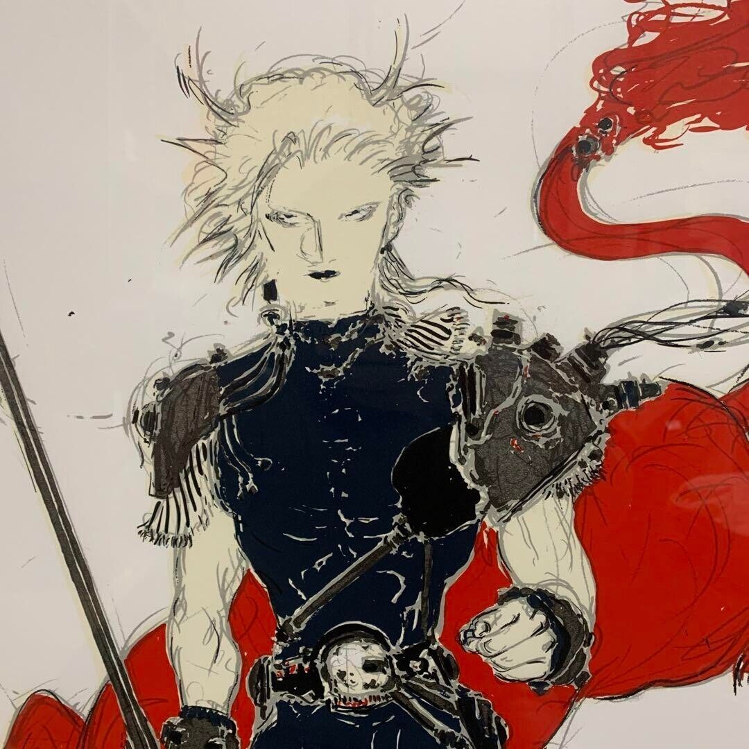 アクセサリー・ヘアアクセサリー Limited FFVII Art Scarf Yoshitaka Amano Yoshitaka Amano 'Embrace' Signed Lithograph, FFVII, Cloud