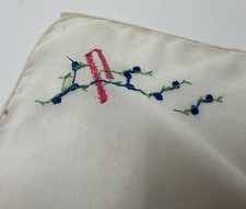 Vintage Hand-Embroidered Linen Hankie Handkerchief - Initial P