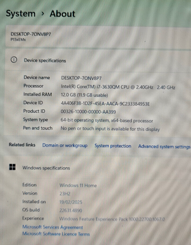 Clevo P150EM i7 NVidia Gaming Laptop 256GB SSD DVD 12GB RAM Webcam Cheap - Picture 6 of 8