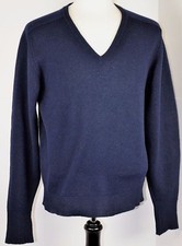 Pendleton Pure Virgin Lambwool Men's V-Neck Sweater Size L Made in USA Dark Blue