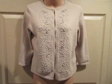 Ann Taylor WOMENS SIZE SMALL CARDIGAN pearl & rhinestone angora dress sweater 