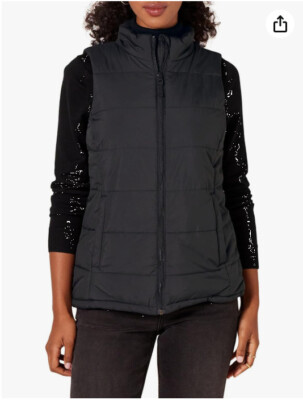 Amazon Essentials Damen Mittelschwere Daunenweste mit Reißverschluss   Schwarz