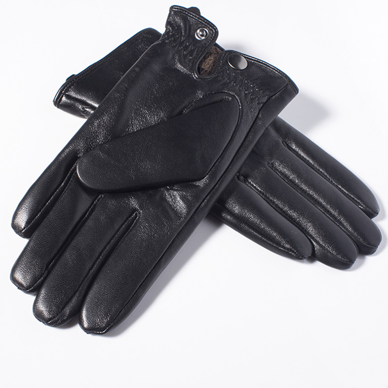 Men's Winter Leather Gloves with Touchscreen Sheepskin Wool Lining-image