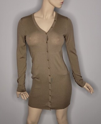 Bcbgmaxazria Wool Brown Long Sleeve Button Down Fitted Sweater Dress Size S  | eBay