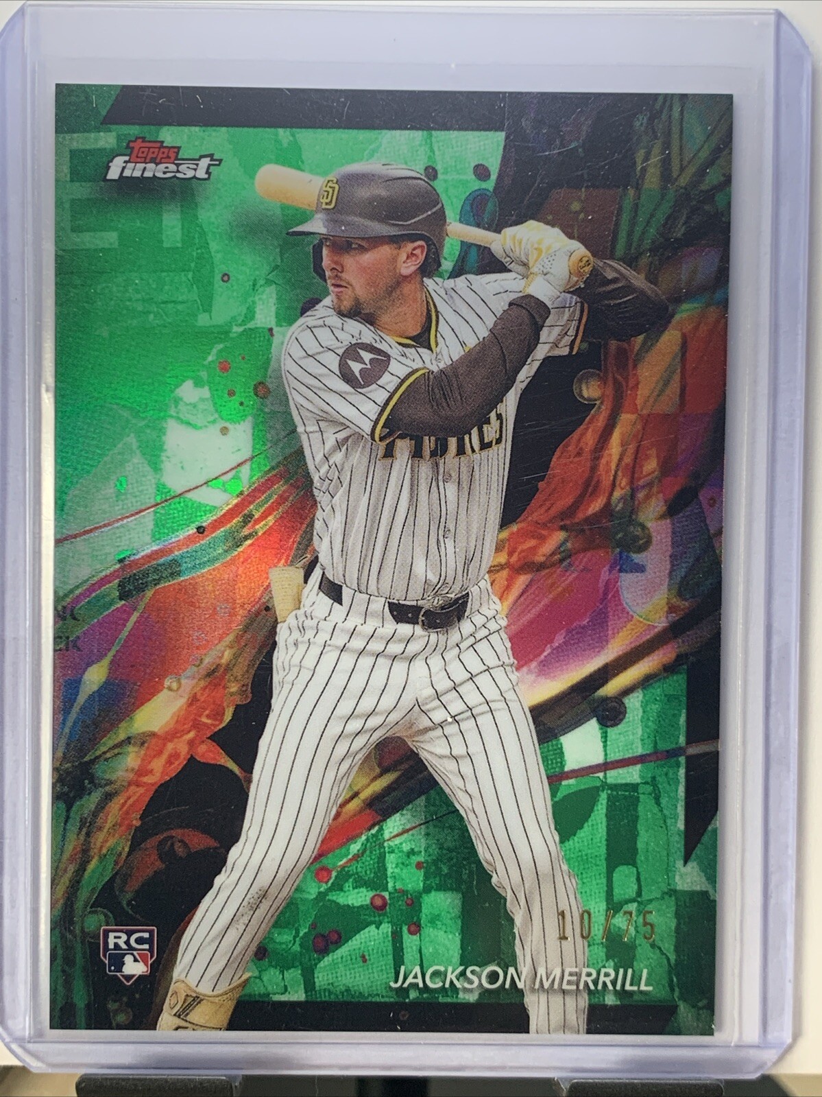 2024 Topps Finest GREEN Refractor #96 Jackson Merrill RC 10/75 San Diego Padres