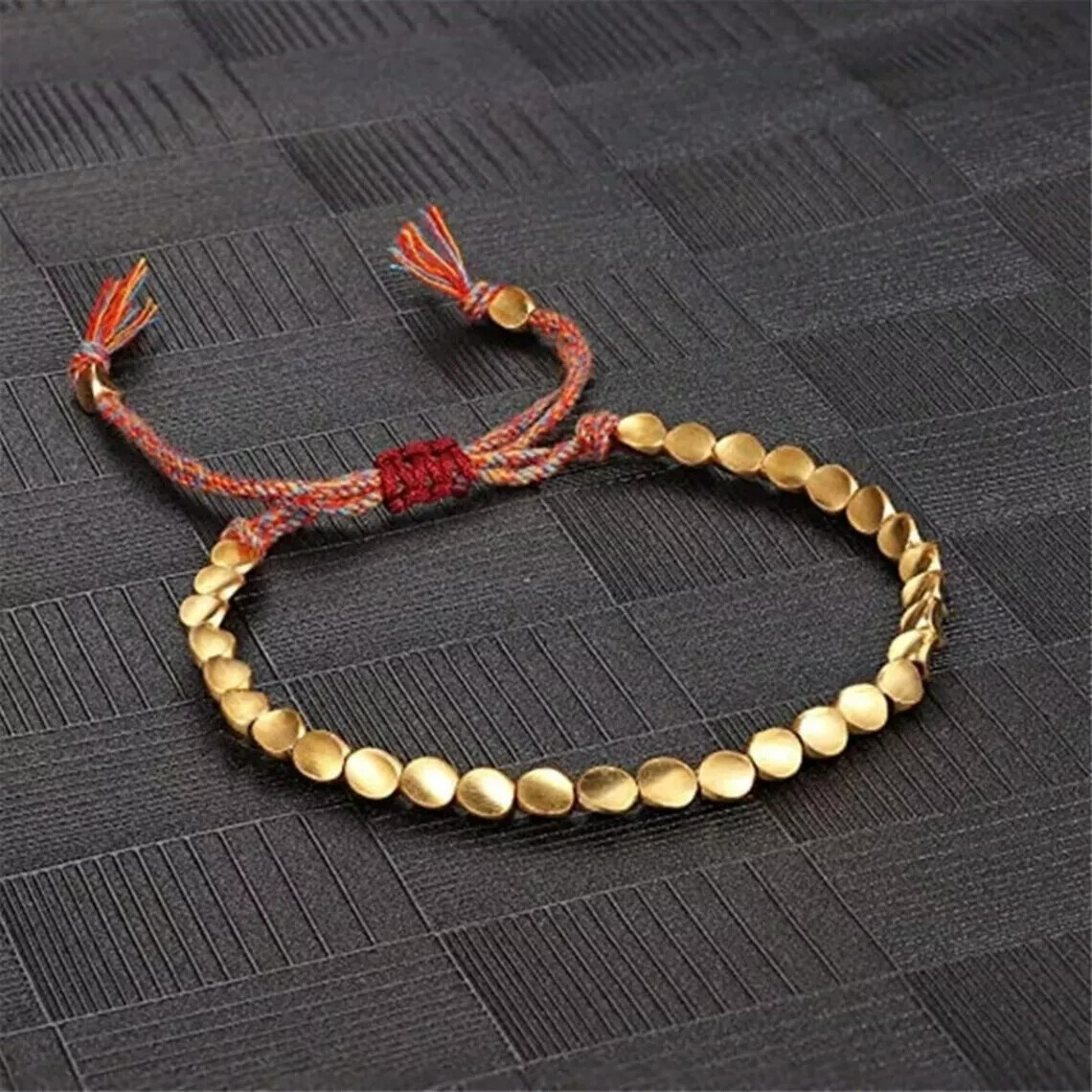 Tibetan Copper Bracelet Beaded Luck Wealth Friendship Handwoven Gift Jewelry