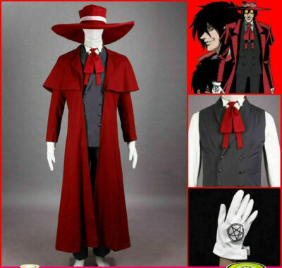 Hellsing Ultimate Jacket Coat Pant Hat Set Halloween Cosplay Costumes 