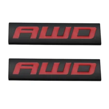 2x Black Red AWD Emblem Logo Car Side Badge Metal Sticker Sport Turbo 4x4 OFF