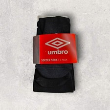 NEW Umbro Black Soccer Socks 2-Pack Youth Size Small Youth Shoe Size 13k-4