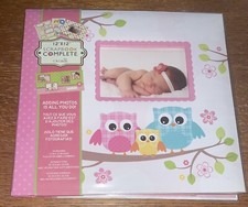 New Tapestry By CR Gibson Complete Scrapbook Album 12x12 Baby Girl Owls Flowers