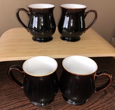 Denby "Merlot" Brown & Black Craftsman Mug Cup 4 1/4" Set Of 4
