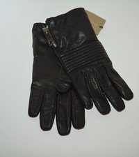 NWT BURBERRY LEATHER GLOVES $650 BLACK WITH B...