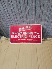 WARNING ELECTRIC FENCE / MAX-FLEX FENCE Sign / Lightning Bolts / vv42310