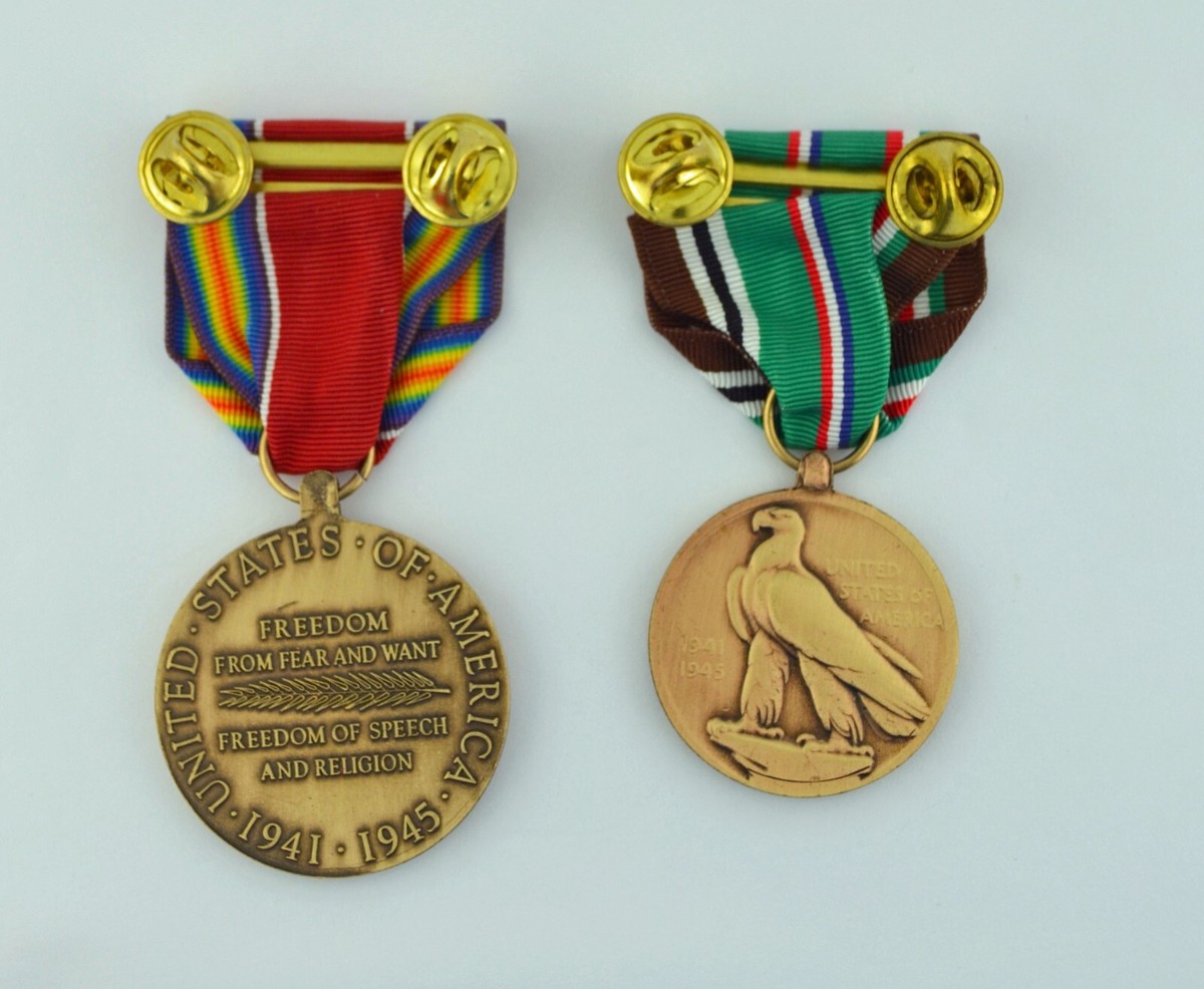 WWII European African Middle Eastern Campaign & Victory Medals