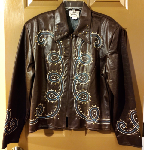 Vintage 1849 Authentic Ranchwear Show Jacket Women XL Brown Western Zipper