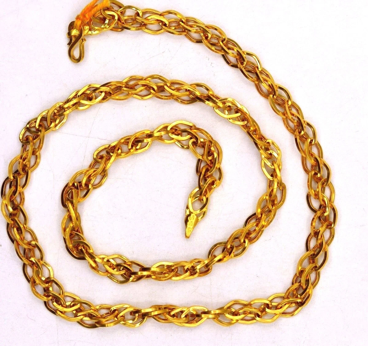 22 Kt Yellow Gold Double Mix Link Chain Authentic Necklace Unisex Jewelry