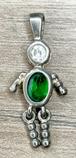 Signed NF Sterling 925 May Birthstone Emerald Green CZ BABY BOY Dangle Pendant