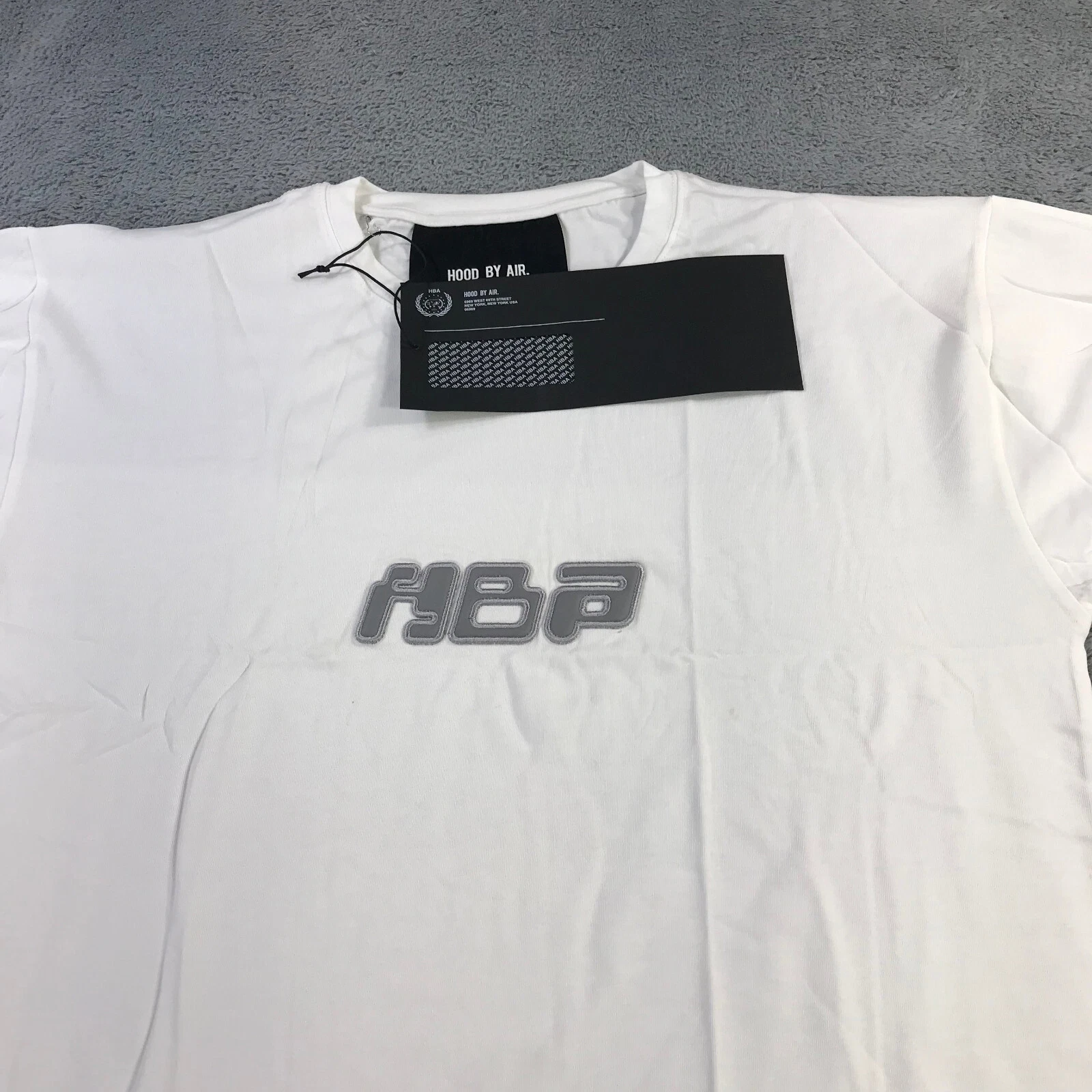 HBA (HOOD BY AIR) Camicia Hood By Air Uomo Extra Large HBA Bianco Grigio Screensaver Preppy Girocollo z