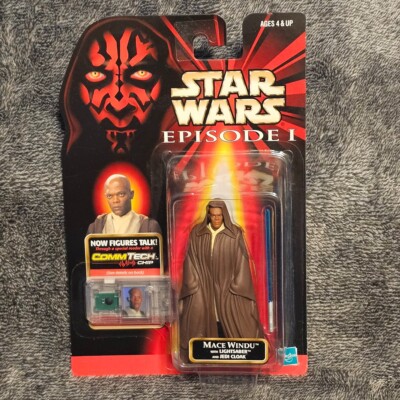Hasbro Star Wars Episode 1 With CommTech Chip Mace Windu Vintage 1998 Sealed NIB