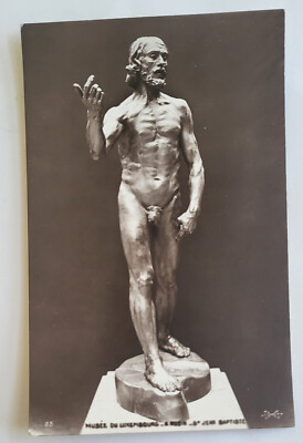 RPPC ST JEAN BAPTISTE RODIN BRONZE SCULPTURE MUSEE DE LUXEMBOURG