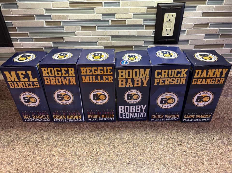 Indiana Pacers Bobble Bobblehead 50º Juego de 6 Reggie Miller Mel Daniels Nuevo en Caja Lote Foto 2 de 4