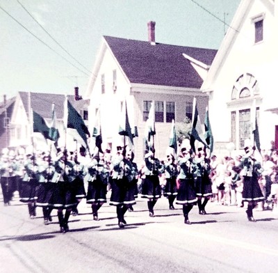 1984 Photograph Small Town Parade New England Marching Band Irish Themed Vtg E8B