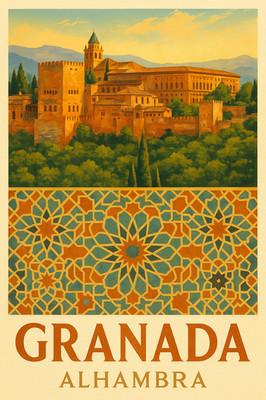   Granada Alhambra Poster - Vintage Style Art Print  
