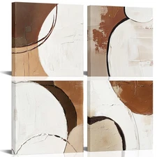 Abstract Canvas Wall Art - Black & White Hand Paintings Modern Urban Art Prin...