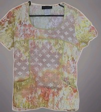 Baby Phat Women s M Multicolor Whimsical Scrub Top Short Sleeve 2 Pocket Blend