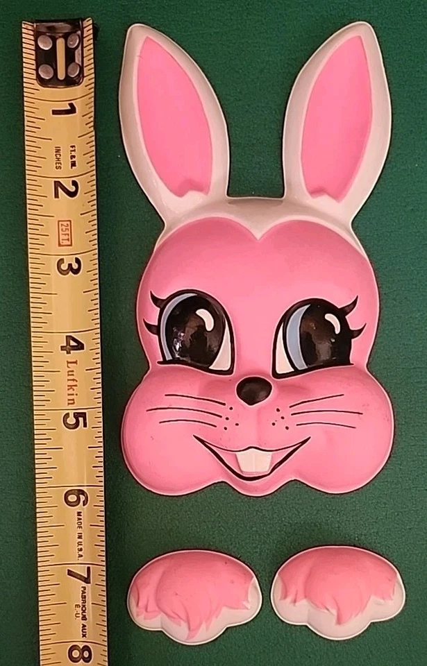 Máscara de conejo rosa 3D artesanías de panadería de colección cabeza cara y patas adorno de pastel Foto 4 de 4