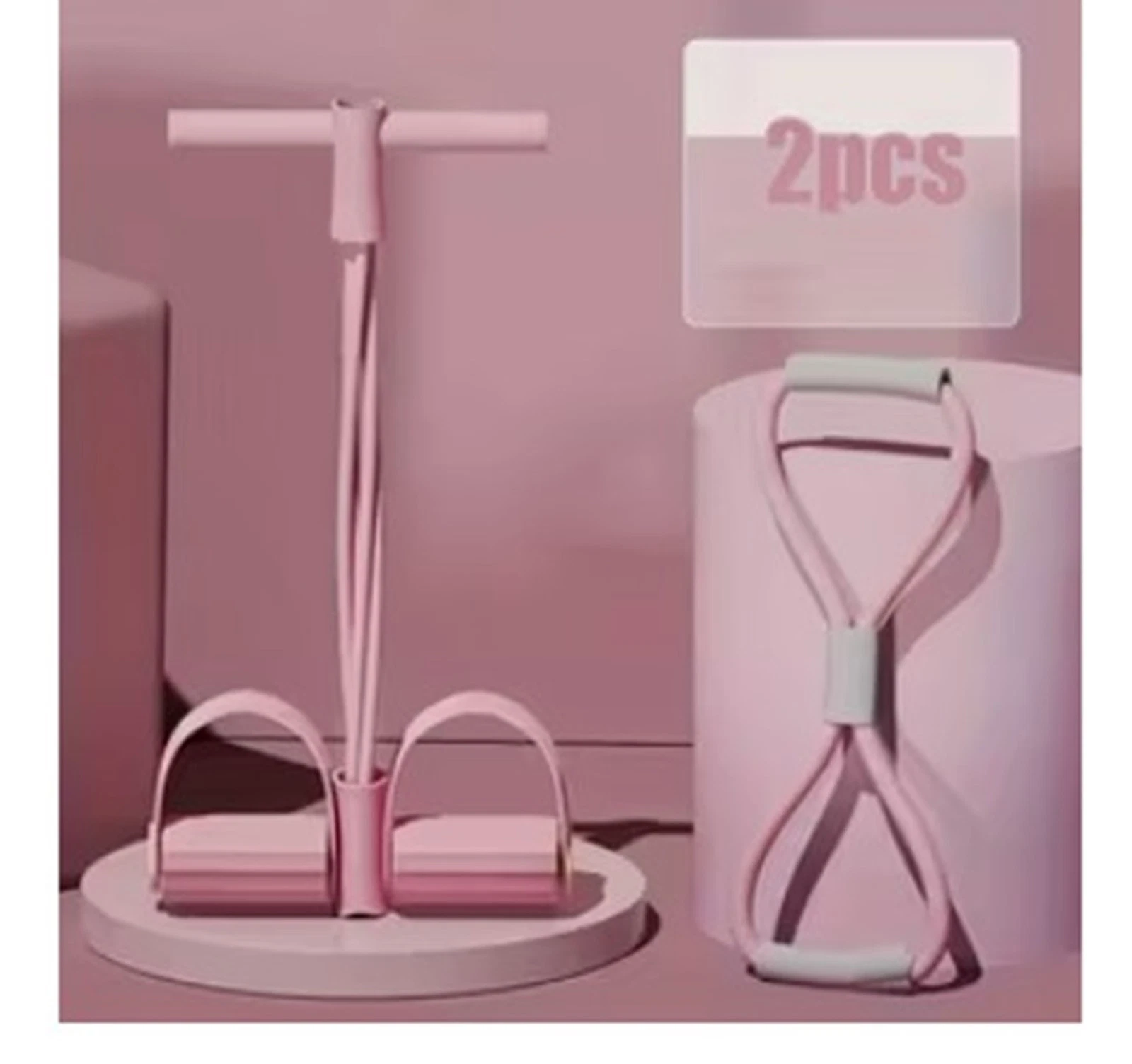 2pcs Set of Pilates Resistance Bands for Back And Abdominal Workouts Pink