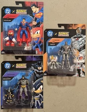 New DC x Sonic The Hedgehog Superman/Knuckles, Batman/Shadow, Cyborg/Tails Set