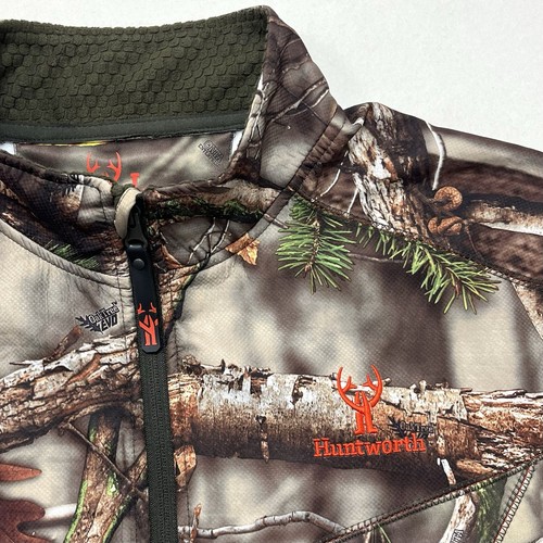 Mens Lg. Huntworth Hunting Camouflage Pullover 1/4 zip Sweatshirt Oak Tree Evo - Picture 2 of 10