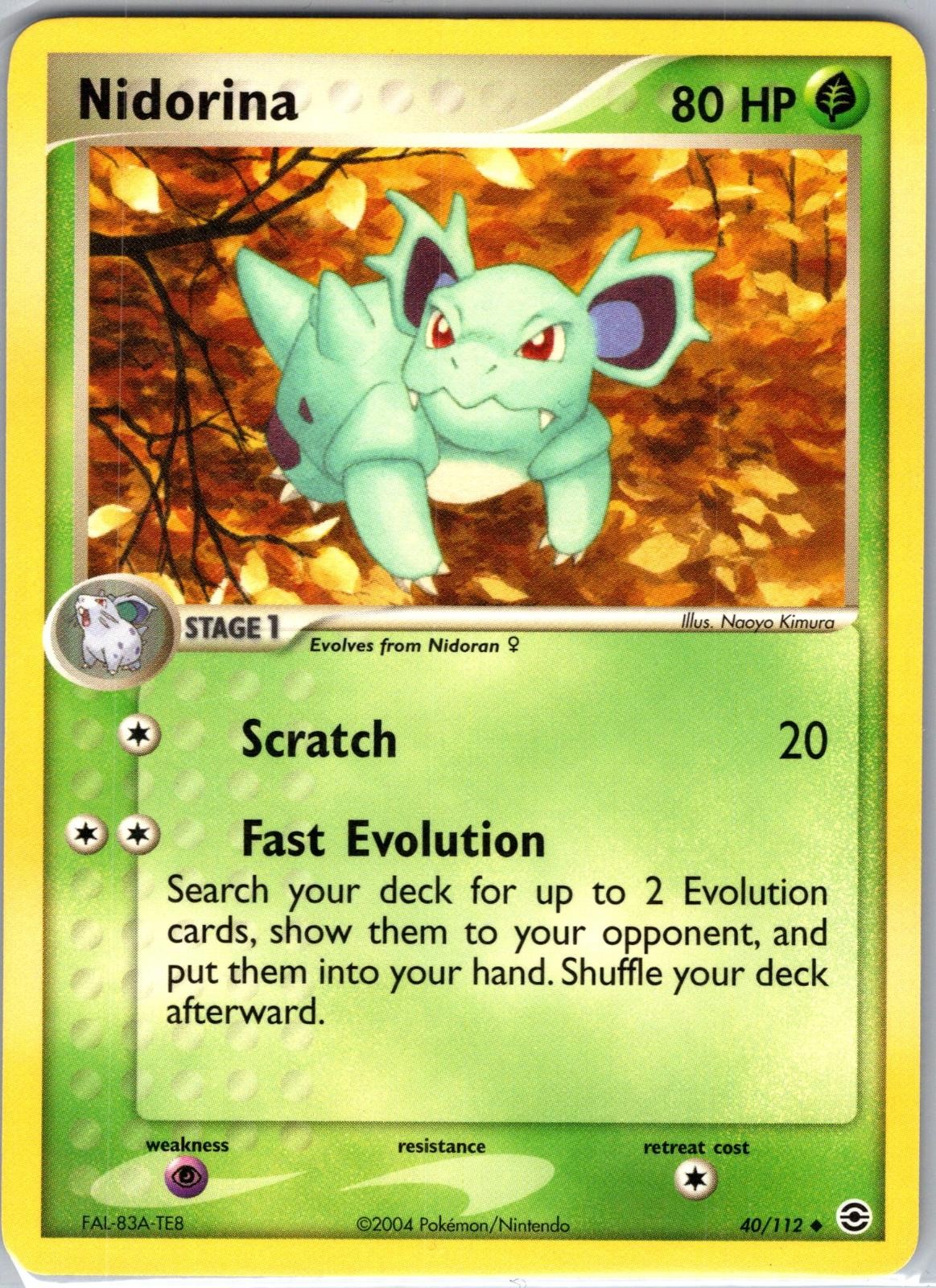Nidorina 40/112 Uncommon FireRed & LeafGreen Pokemon Near Mint