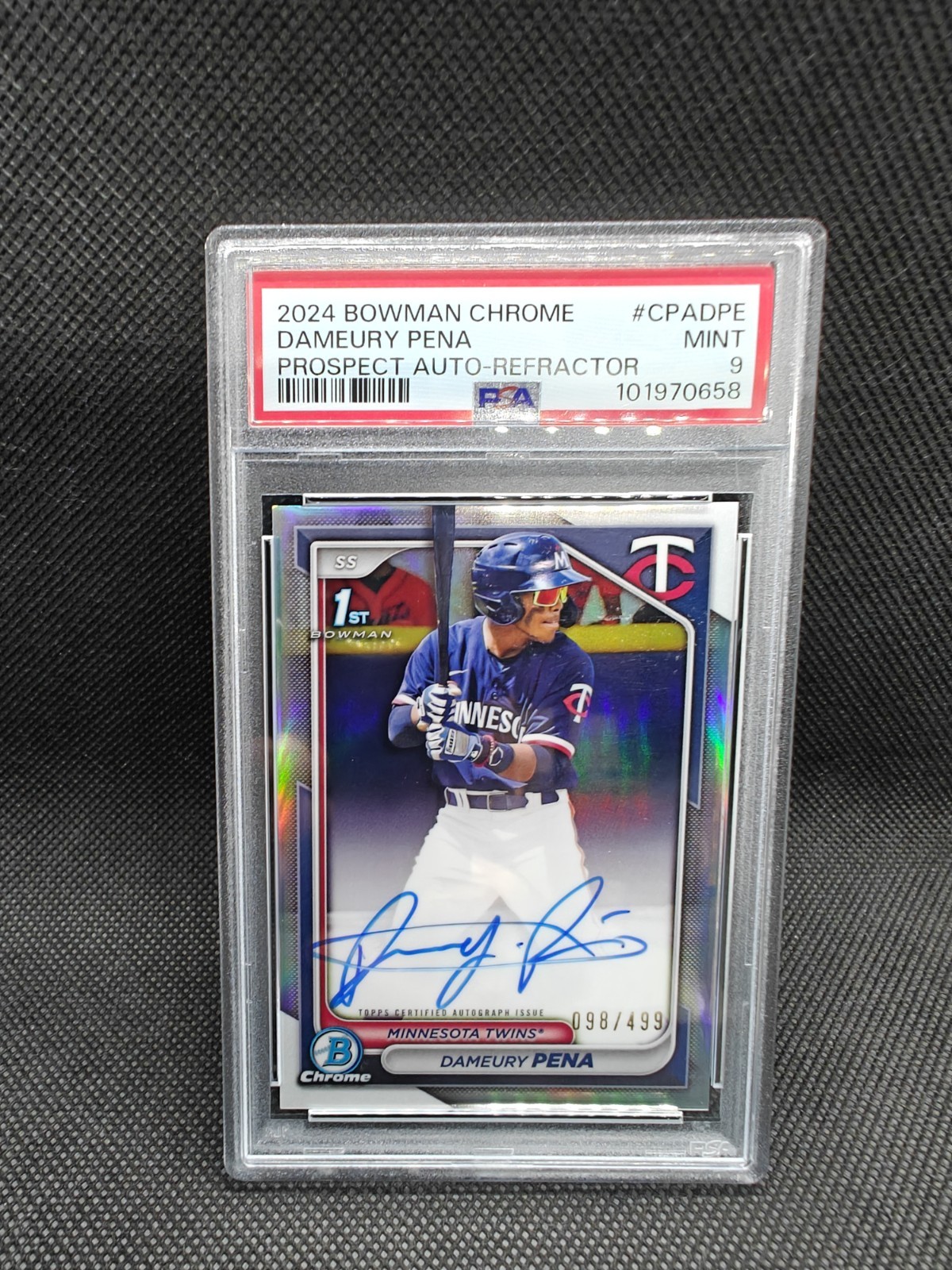 2024 Bowman Chrome /499 PSA 9 Dameury Pena Prospect Autographs CPADPE  Refractor