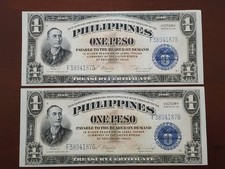 Philippines, 1 Peso (ND) 1949, P-117c, Victory Series No 66,  2 Banknotes List 2