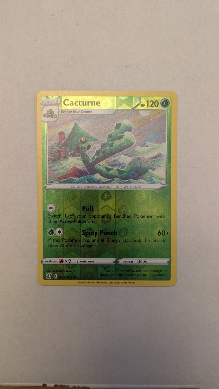Pokemon TCG Cacturne 005/163 Battle Styles Reverse Holo Uncommon ENG 2021 120 HP