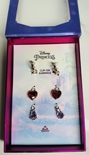 3 Pair DISNEY Princess Clip On Earring Set Crown Heart Teardrop Rose New