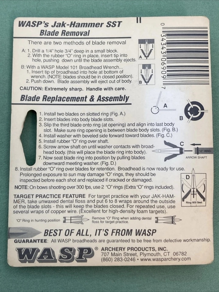 9 PK NEW WASP ARCHERY 6909SS JAK-HAMMER-SST BROADHEAD REPLACEMENT BLADES 100 GR - Image 2 of 2