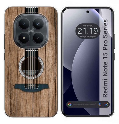 Funda Silikon für Xiaomi Redmi Note 15 Pro 5G TPU Alu Design Holz 11