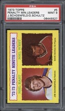 1973 Topps Penalty Minute Leaders Jim Schoenfeld Dave Schultz #5 PSA 9 Mint