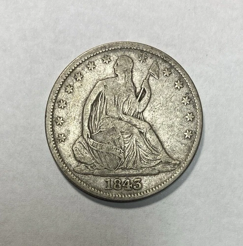 1843 Seated Liberty Half Dollar Nice Original VF