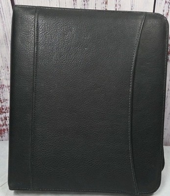 At A Glance Planner Organizer Black Faux Leather 3 Rings 9x10x2, Zip Around 