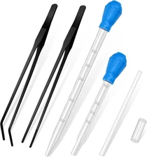 2 Pieces Aquarium Coral Feeder with 2 Pieces Stainless Steel Straight and Curved